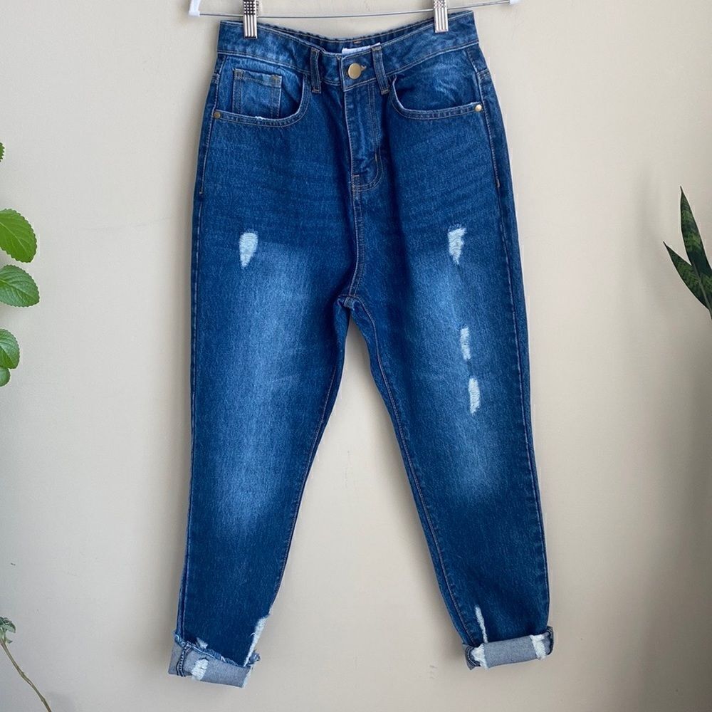 New/Vintage Distressed High Rise Jeans 4